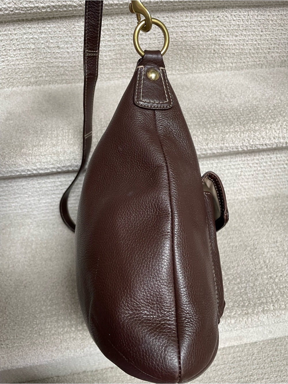 Coach Penelope Brown Pebble Leather Brass Hardware F19045 Shoulder Strap Handbag - Picture 7 of 10